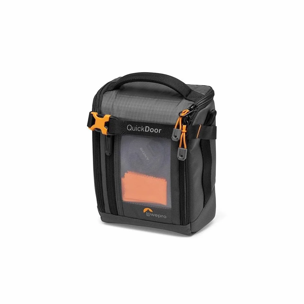 Lowepro GearUp Creator Box Medium II, Bolsa para Cámara sin Espejo y Réflex Digital, con Aacceso Rápido, Hecha de Telas Recicladas, Divisor Interior Acolchado de Color Naranja, Gris