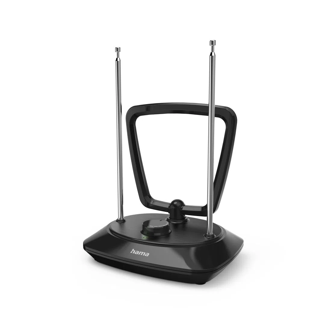 HAMA | Antena Interior clásica (Dab+, Dab, DVB-T2, FM Activa, una Vez Amplificado, recepción de Radio analógica (FM), Ganancia de señal Ajustable) Color Negro
