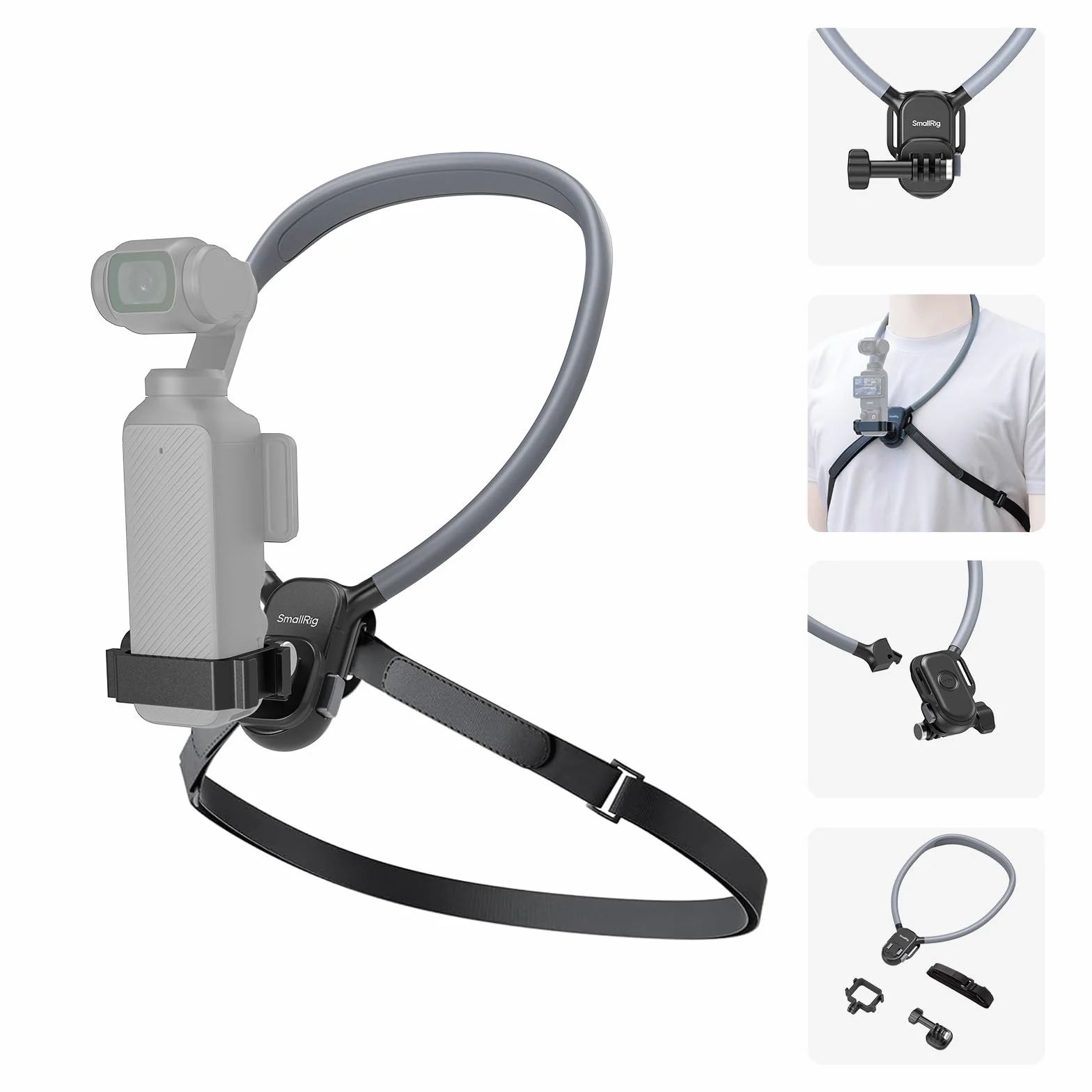 SMALLRIG Soporte Magnético de Cuello con Correa para Pecho, para Video POV Hands-Free para dji Osmo Pocket 4/3/360/Action 4/5, para GoPro Hero 12/11/10/9, para Insta360 X5/X4/X3/Ace Pro - 5567