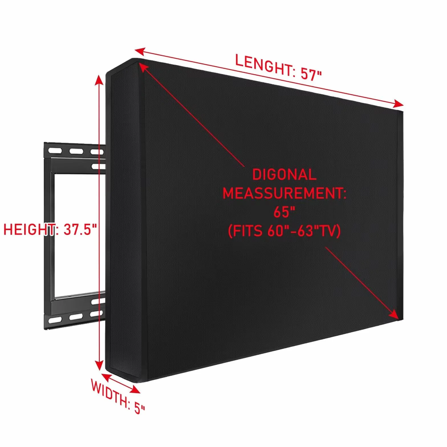 MaxAwe Cubierta de TV de 60" - 63" para exteriores, 58 x 37 x 5 pulgadas (148 x 95 x 14 cm), cubierta de TV para exteriores, resistente a la intemperie, universal, protector de pantalla negro