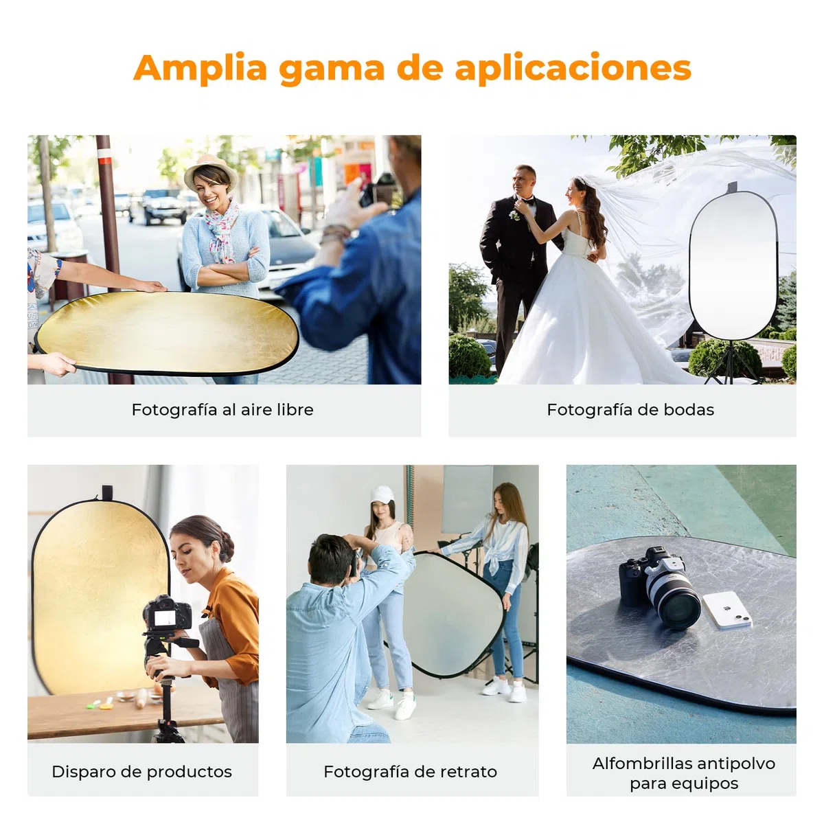 K&F CONCEPT 5 en 1 Reflector de Luz para Fotografía 60x90cm Difusor Ovalado Reflector Plegable para Fotografía de Retrato Foto Selfie Iluminación Exterior con Bolsa de Transporte