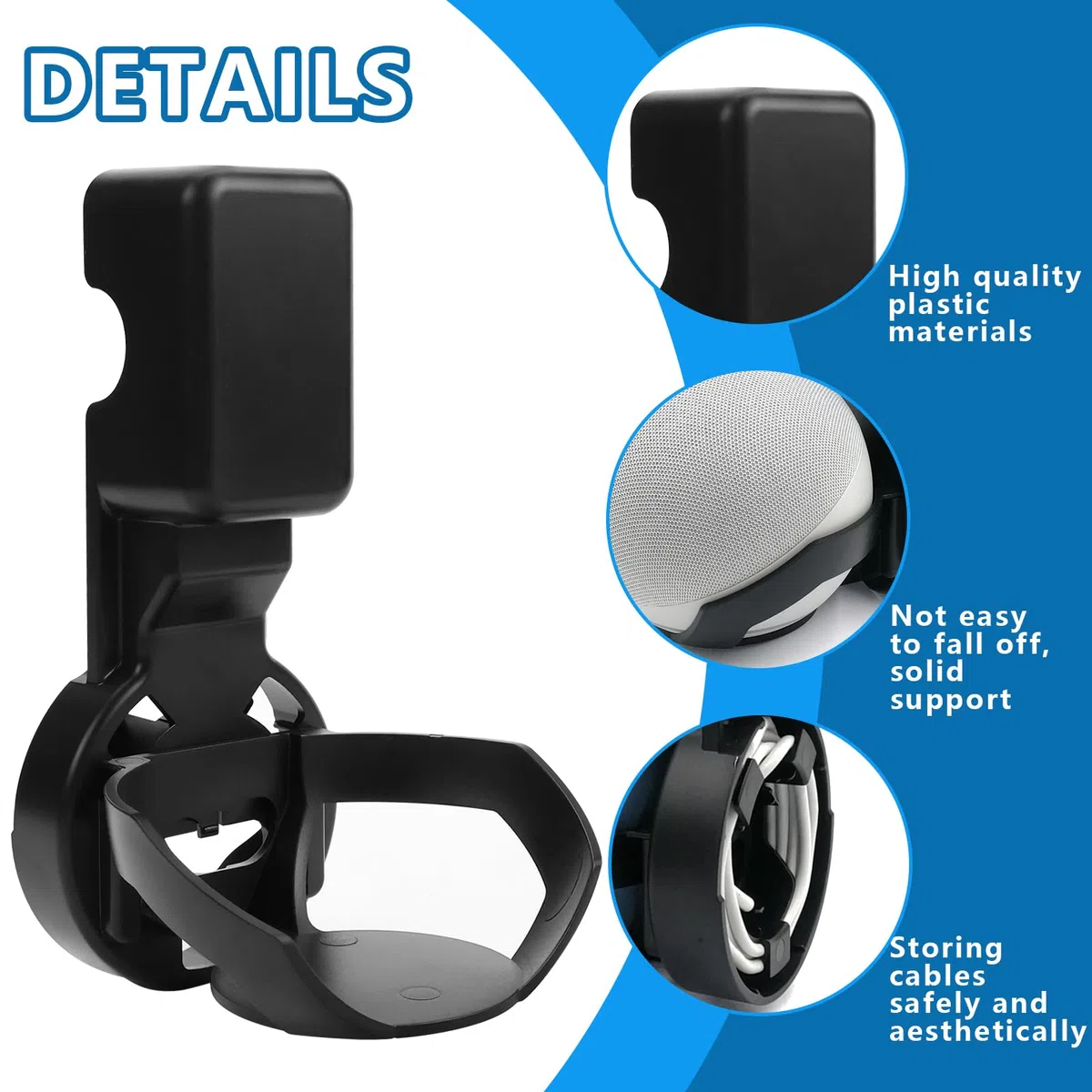 Soporte de Pared Echo Dot 4 Soporte Echo Dot 5 Accessories Gestión de Cables Integrada Ahorra Espacio sin Necesidad de Tornillos para Salón Dormitorio Baño