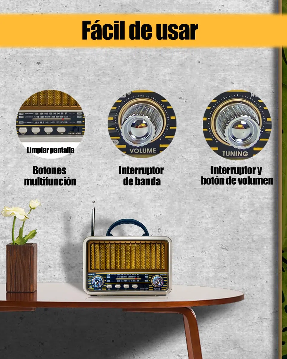 Radio Portátil Pequeña, AM/SW/FM, Bluetooth 5.0, Recargable, Soporte TWS/USB/Tarjeta TF, Retro para Cocina, Escritorio, Exterior (Blanco)