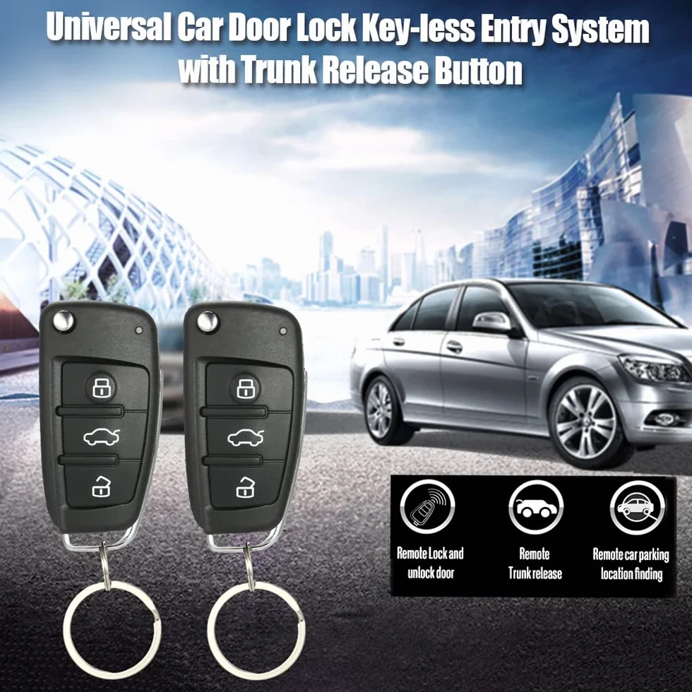 Shkalacar Cierre Centralizado Universal Coche, Bloqueo de Puerta de Auto, Sistema de Entrada Sin Llave Central, Kit de Bloqueo con Control Remoto, Control de Telefono Movil
