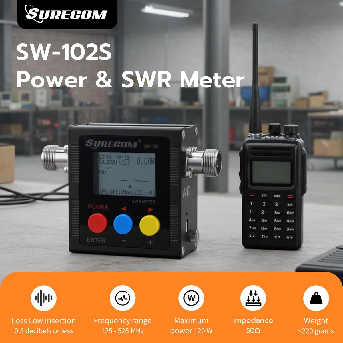 Surecom Gam3Gear SW-102S SO239 Conector Digital VHF UHF 125-525 MHz
