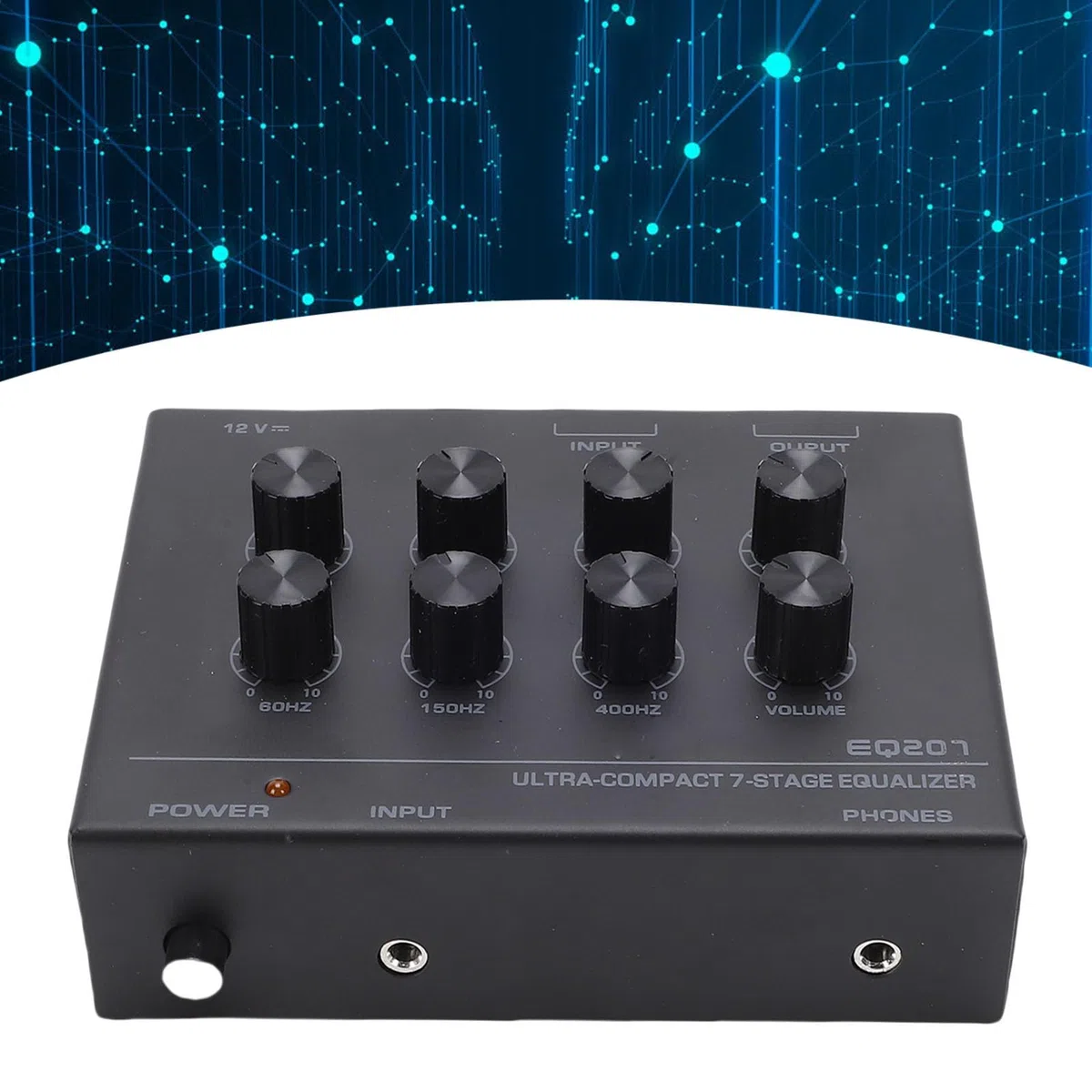 Ecualizador de Sonido de 7 Bandas, Ecualizador Mezclador de Audio de 2 Canales Ecualizadores Digitales con Conector para Auriculares de Entrada de 3,5 Mm para Ajuste de Agudos y (Enchufe de