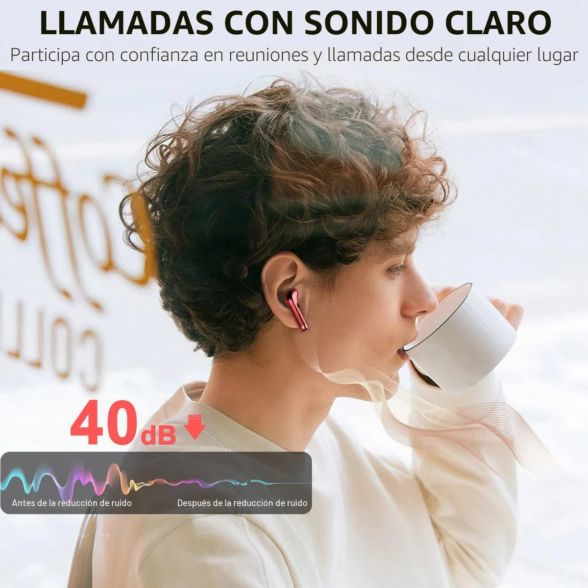 Auriculares Inalambricos Bluetooth, Auriculares Bluetooth 5.3 Con 4 HD Micró HiFi Estéreo, Cascos Inalambricos Bluetooth Control Táctil, Pantalla LED Reproducción De 40H, IPX7 Impermeable, Negro