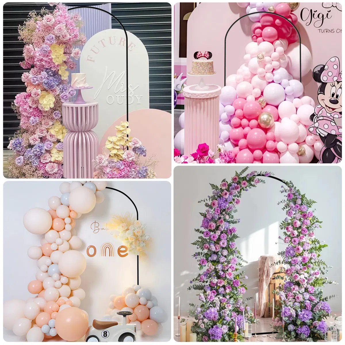 Wokceer Arco Cuadrado de Metal Negro de 7.2 pies para decoración de Bodas y Fiestas