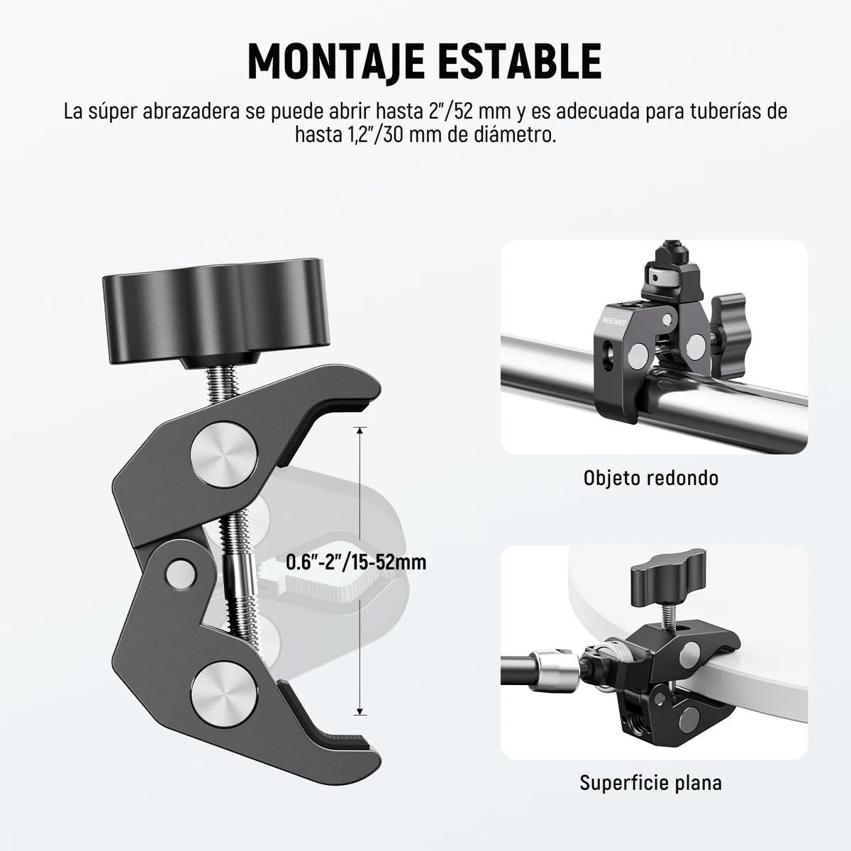 NEEWER 11" Magic Arm Clamp Mount Articulado con Super Clamp, Cámara Monitor Mount con 1/4" 3/8" ARRI Localización Pasador y Orificio para DSLR Cámara Acción Luz Compatible con SmallRig Jaula, ST16C