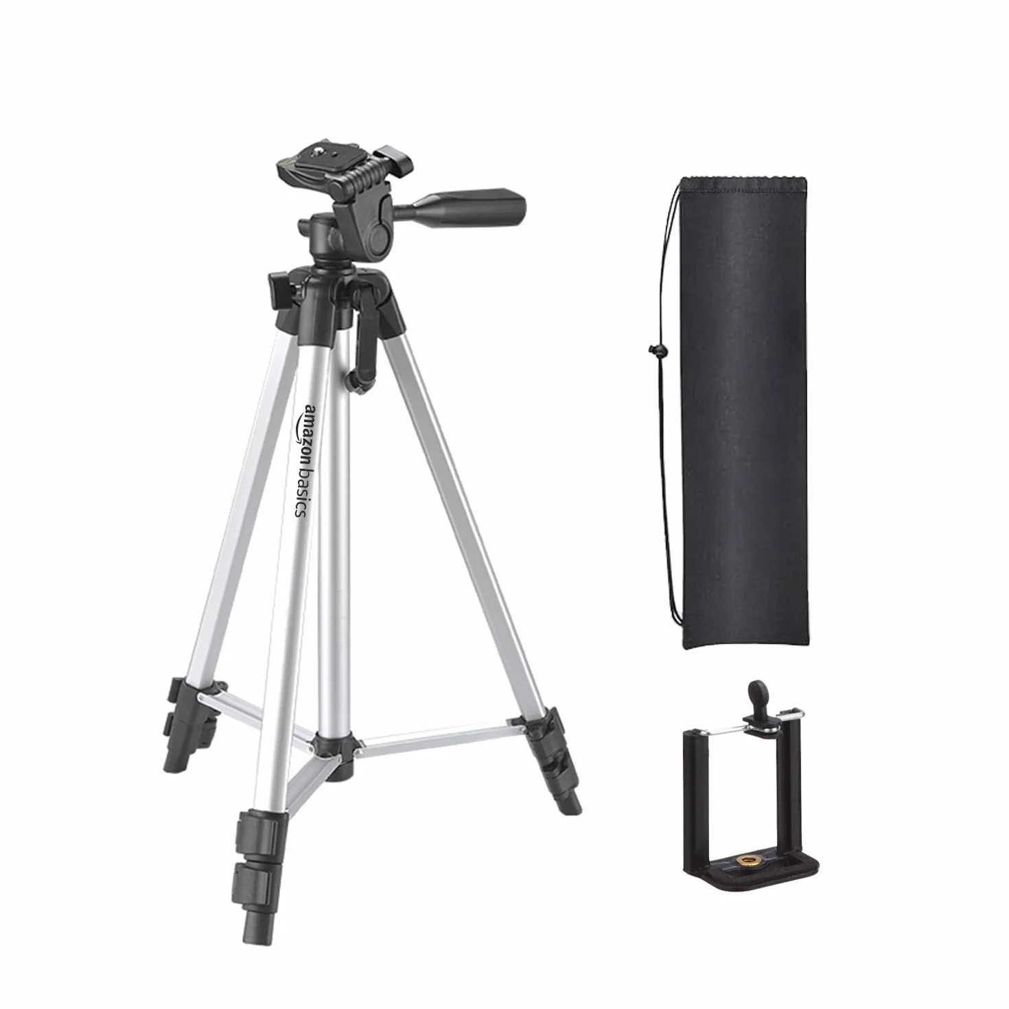 Amazon Basics Trípode Universal para Smartphone de Aluminio de 127 cm con Rotación de Tres Ejes, Negro