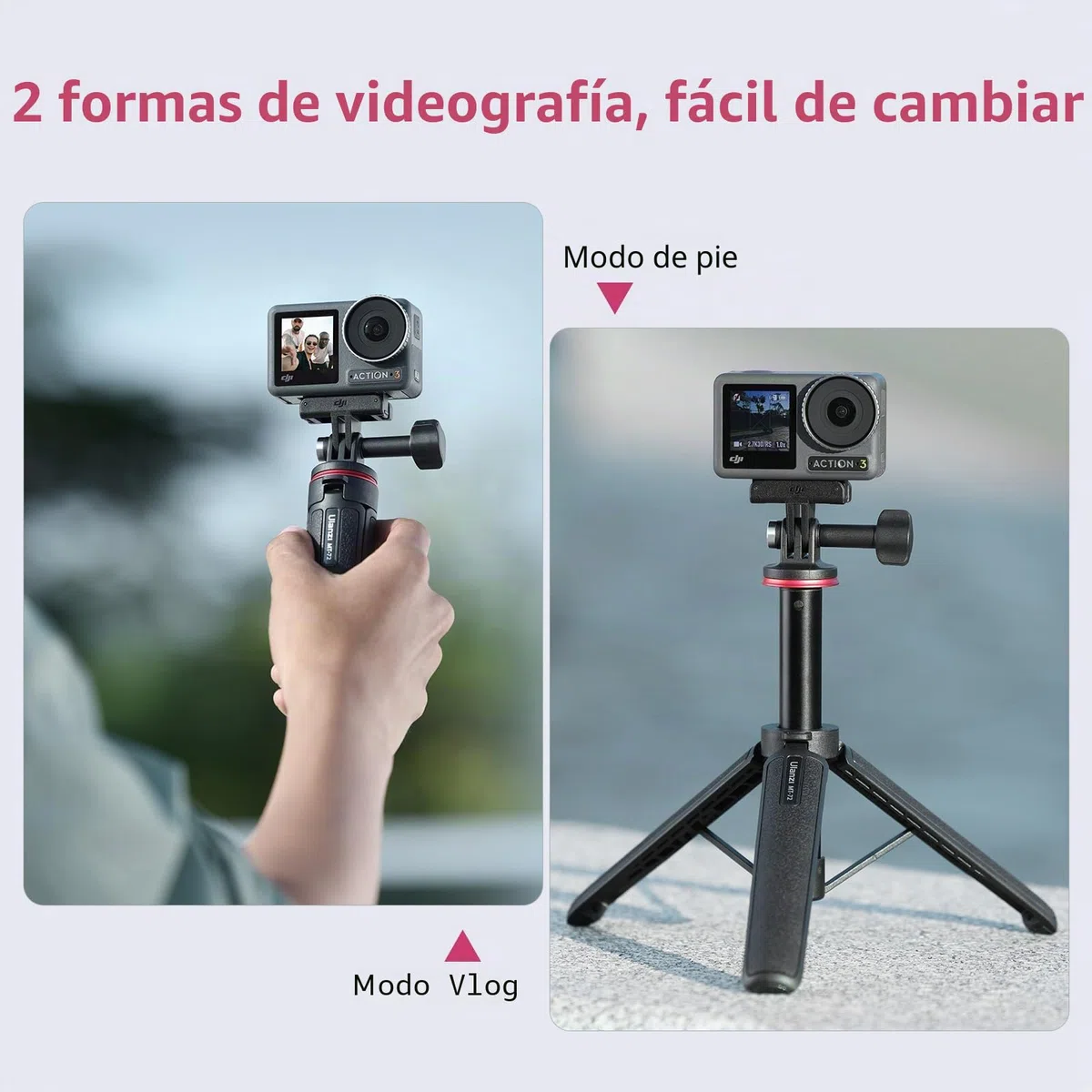 ULANZI MT-72 Mini Trípode Portátil de Viaje Con Varilla de Extensión de 4 Piezas, Mini Selfie Stick Para dji Osmo Cámara de Acción