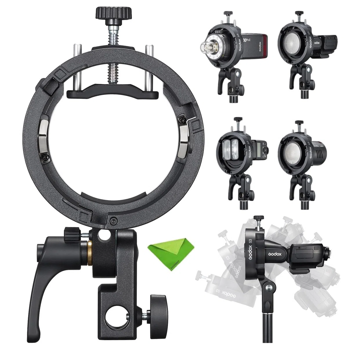 Godox S3 Soporte Speedlite, Soporte Bowens Actualizado con Zapata Fría para Godox AD200Pro AD300Pro AD400Pro AD100Pro V1 V860III TT685III TT600 TT350(Versión Actualizada de S2)
