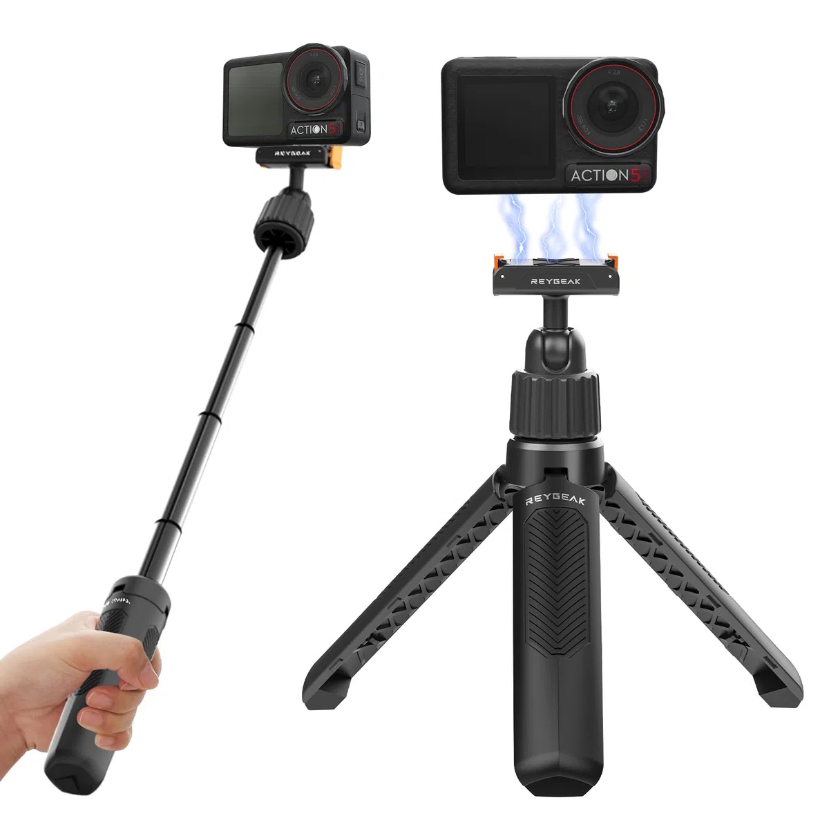 REYGEAK Ojo magnético Todo en uno, Palo Selfie Desmontable rápido, Varilla de extensión Osmo Action Mini Compatible con Osmo Action 3, Osmo Action 4, Osmo Action 5 Pro