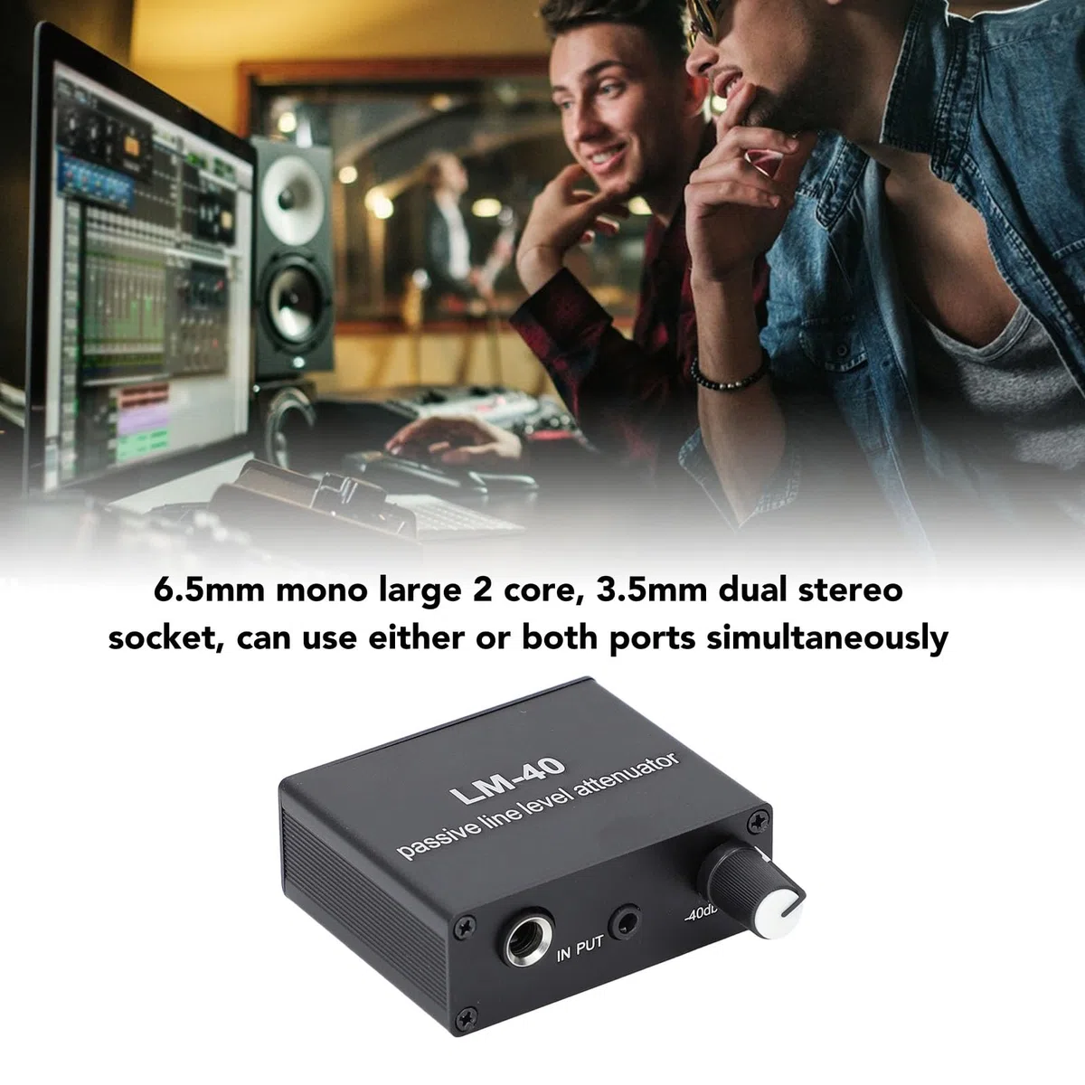 Jectse Atenuador pasivo, control de volumen -40 DB ajustable, con cable de salida de 3.5mm, para grabación de video en vivo