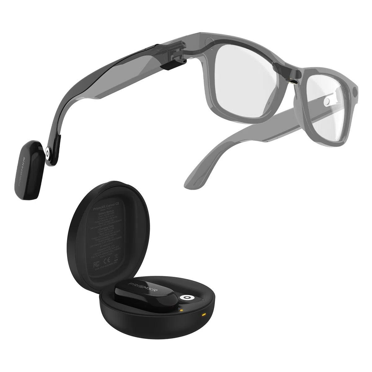PRISMXR Carina C2 Batería portátil para Gafas RayBan Meta, magnética Ultraligera, Cargador portátil con autonomía extendida de 14 a 19 Horas (para Wayfarer Large)