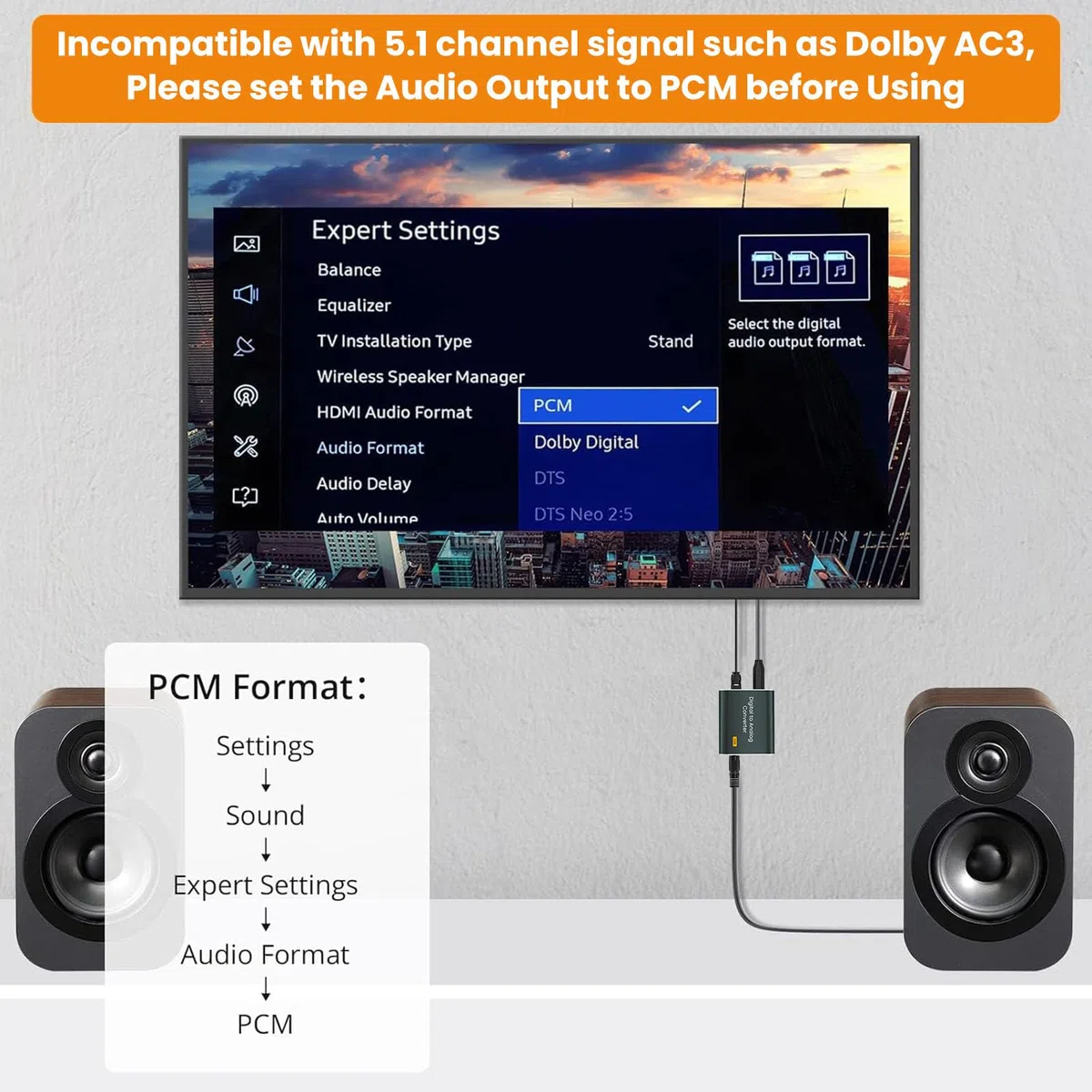 Adaptador Audio Optico a Jack,192 kHz Convertidor Digital a Analógico compatible con salida óptica digital a conector doble de 3,5 mm,Convertidor DAC con Doble Salida Jack 3,5 mm