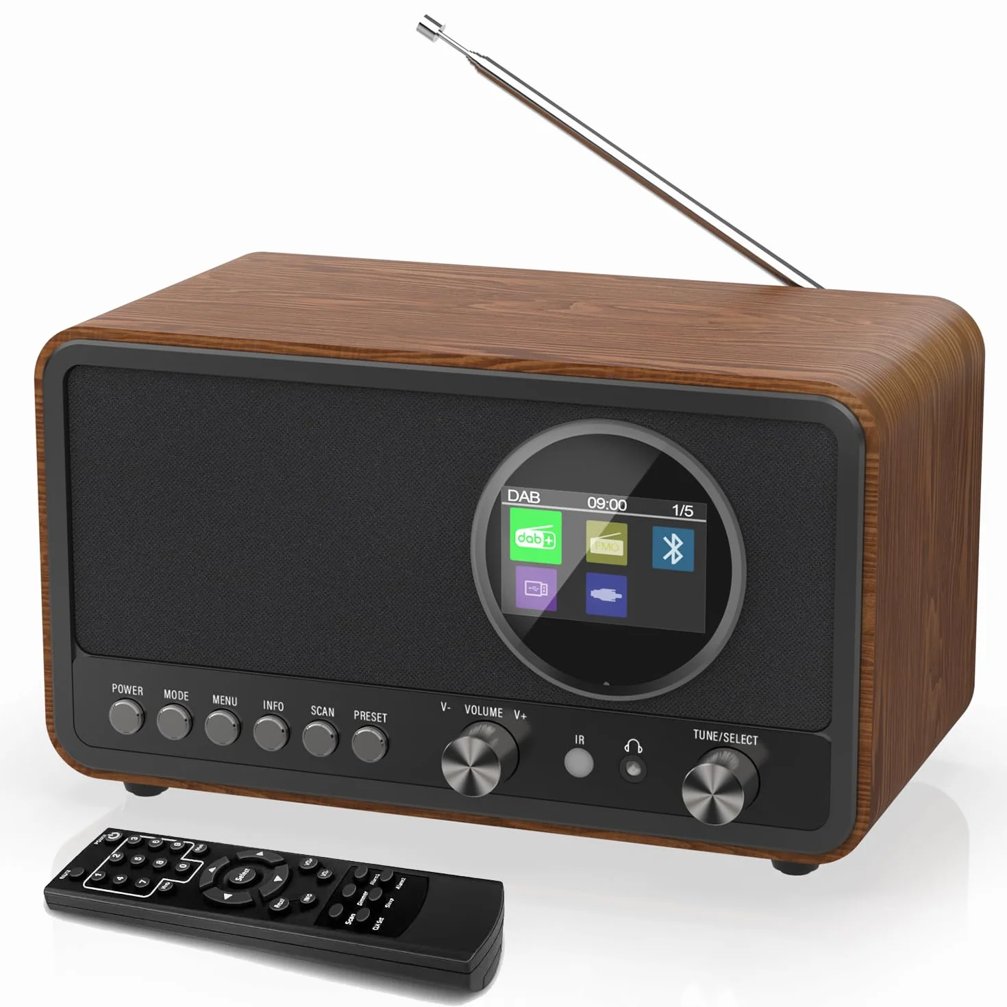 Monodeal Radio portátil DAB+ FM 5 W Altavoz HiFi Despertador 60 Preajustes