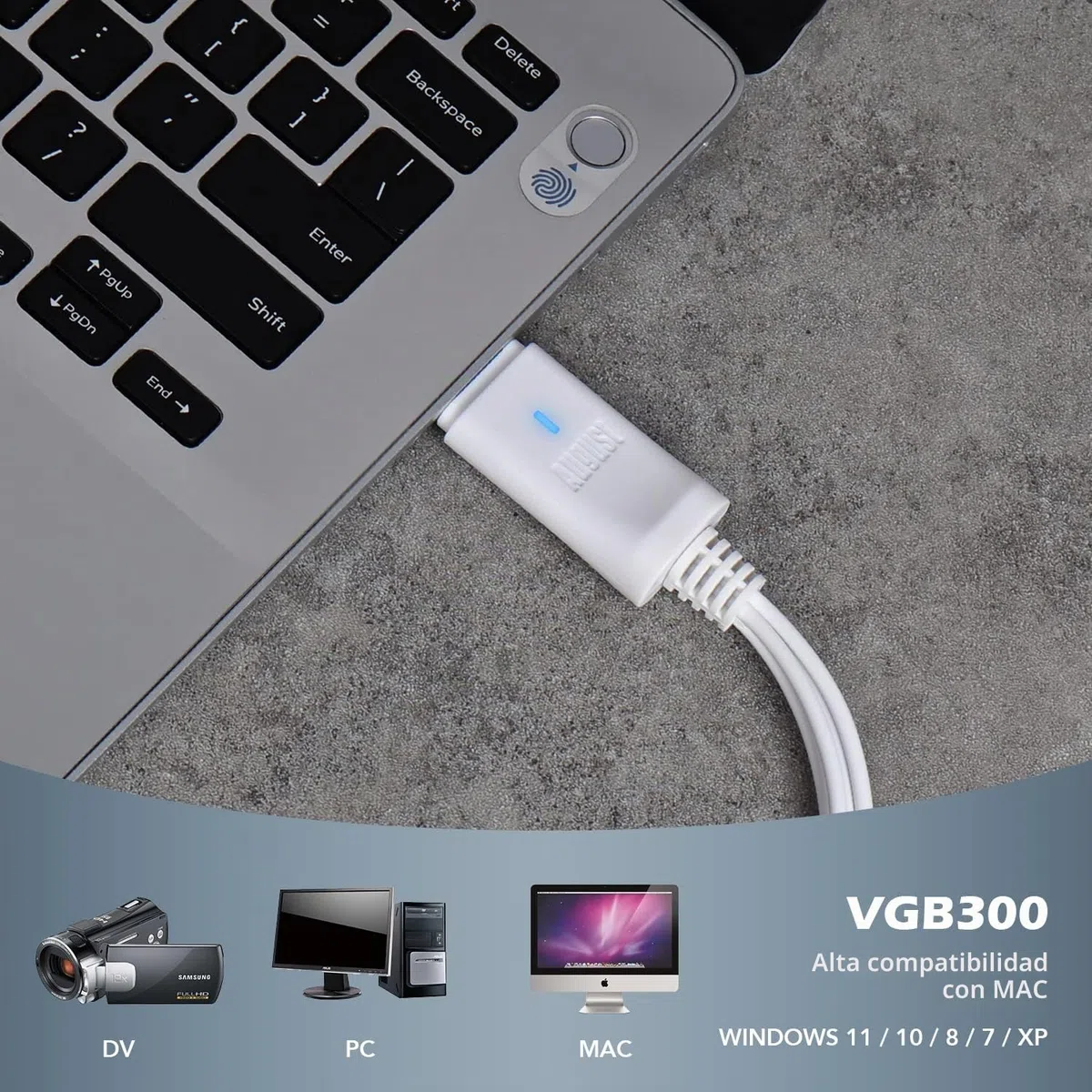 August VGB300 Tarjeta de Captura de vídeo, Grabador de Audio y Vídeo USB Convertidor Capturadora VHS DVD Digital a PC Windows y Mac Captura de Tarjeta USB Compatible con S-Video y Composite In