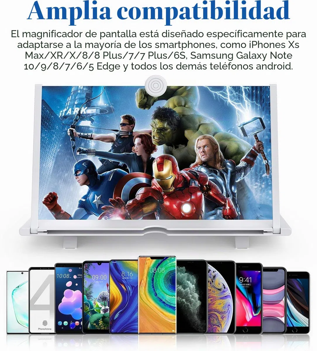 Yongheng 14 Pulgadas Lupa para móvil, Lupa de Pantalla de teléfono Anti 3D, Soporte Plegable portátil, Adecuado para Videos y Juegos, Compatible con Todos los teléfonos Inteligentes