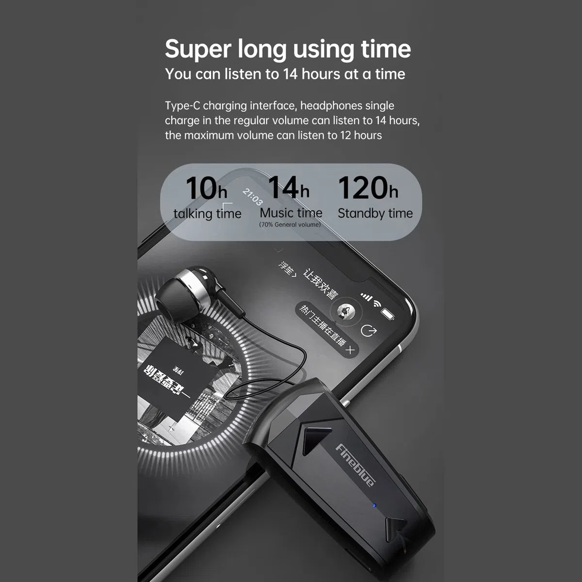 Docooler F520 - Auricular inalámbrico Business BT5.3, auriculares estéreo con micrófono, auriculares in-ear retráctiles, manos libres, controlador deportivo, clip telescópico