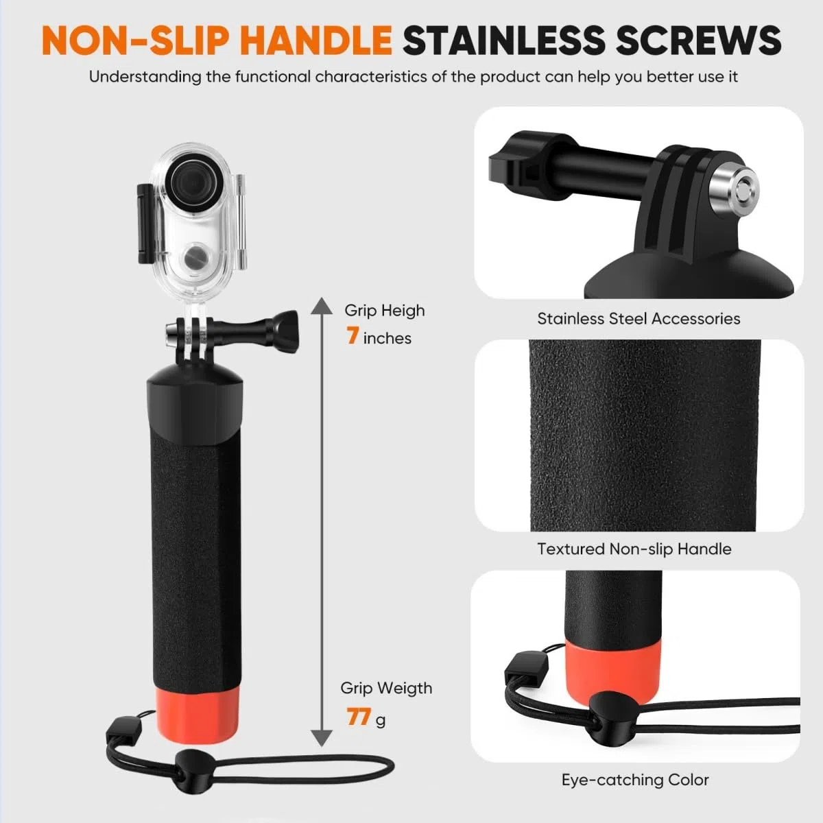 Funda impermeable y agarre flotante compatible con lente Insta360 GO 3, carcasa protectora de buceo subacuático con accesorios de soporte para Insta360 GO 3