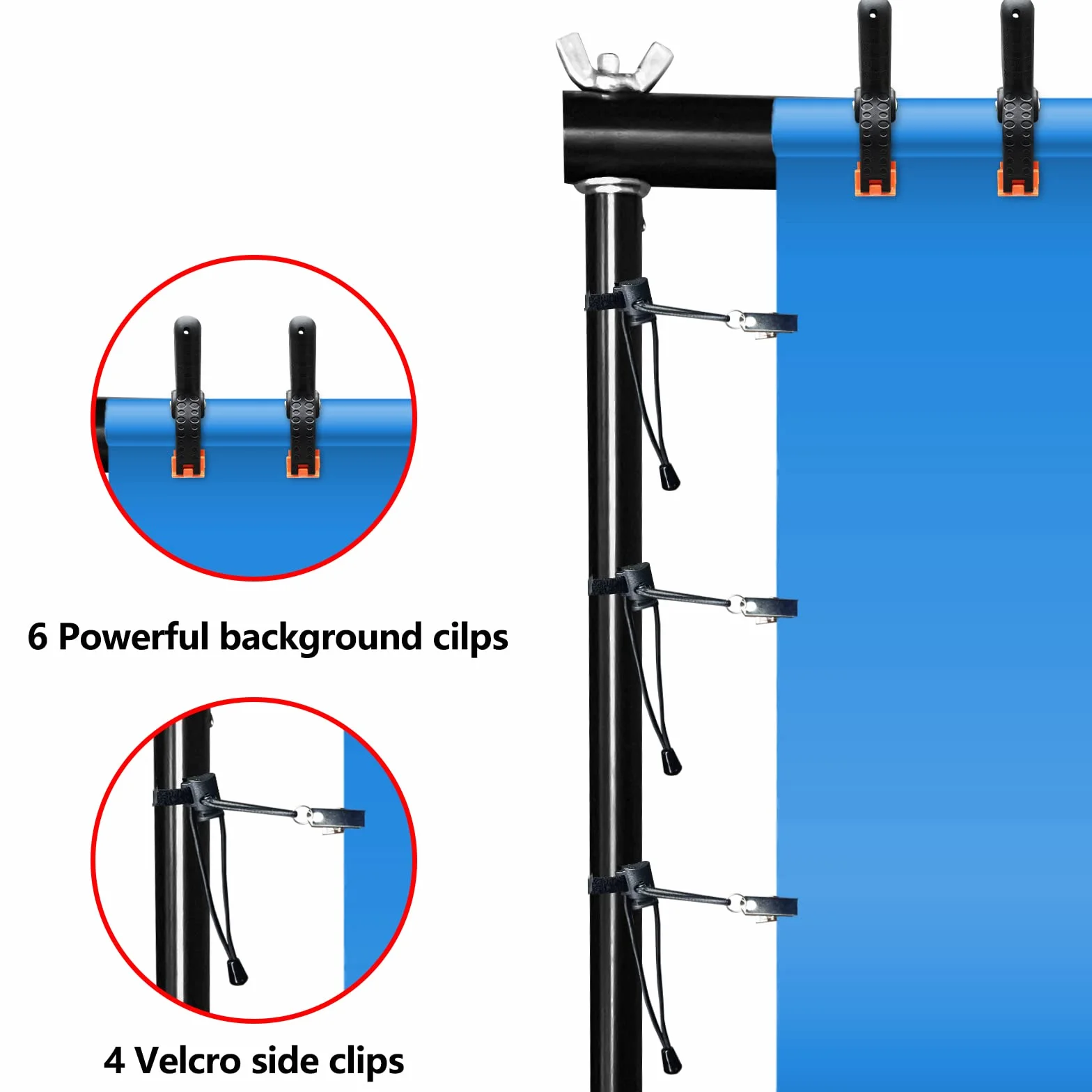 Relota Soporte de Fondo para Fotografía 200 cm x 300 cm, Ajustable Profesional Sistema de Soporte con 10 Abrazaderas de Resorte para Estudio Fotográfico, Retrato, Grabación de Video, Boda