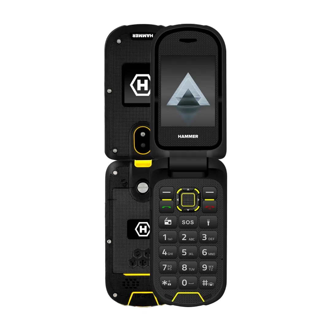 Flip Phone Hammer Dig LTE 4G Robusto Teléfono de Tapa, 2 Pantallas, simlock-Free, Dual SIM, sin Contrato, 1200 mAh, 4G/LTE, Resistente al Agua IP68