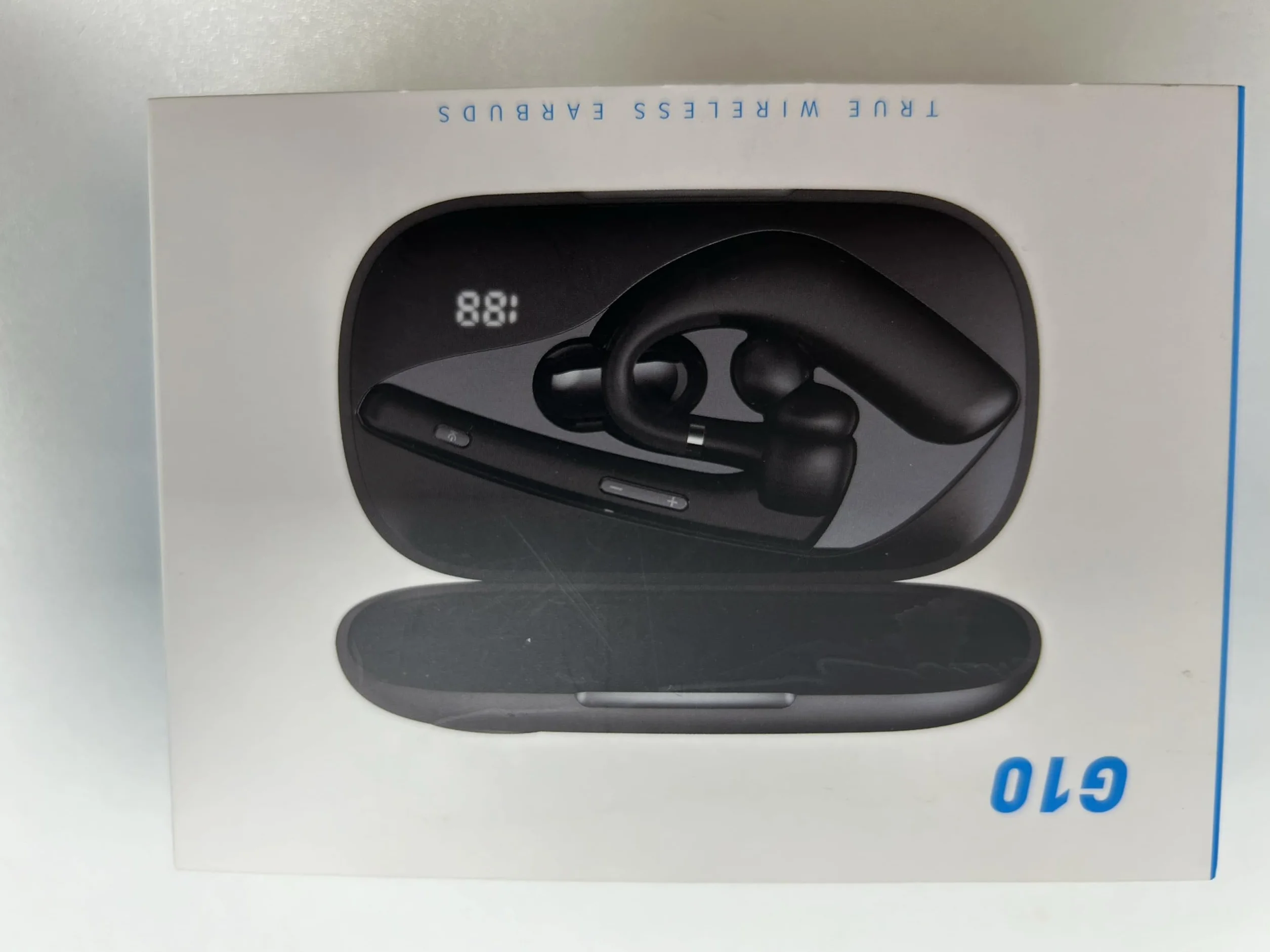 CASCHO Manos Libres Auricular Bluetooth V5.3 con Doble Micrófono Cancelación, 70hrs Talk Auriculares Inalambricos Bluetooth con Pantalla LED, IPX7, para Conducir/Neg