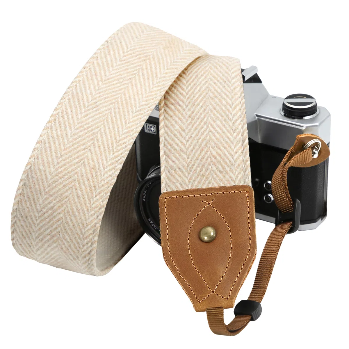 Correa para cámara, Correa universal ajustable de cuero de vaca de doble capa para el cuello y el hombro para todas las cámaras DSLR, 2 inch Wide / Adjustable 31.5~60.5 inch