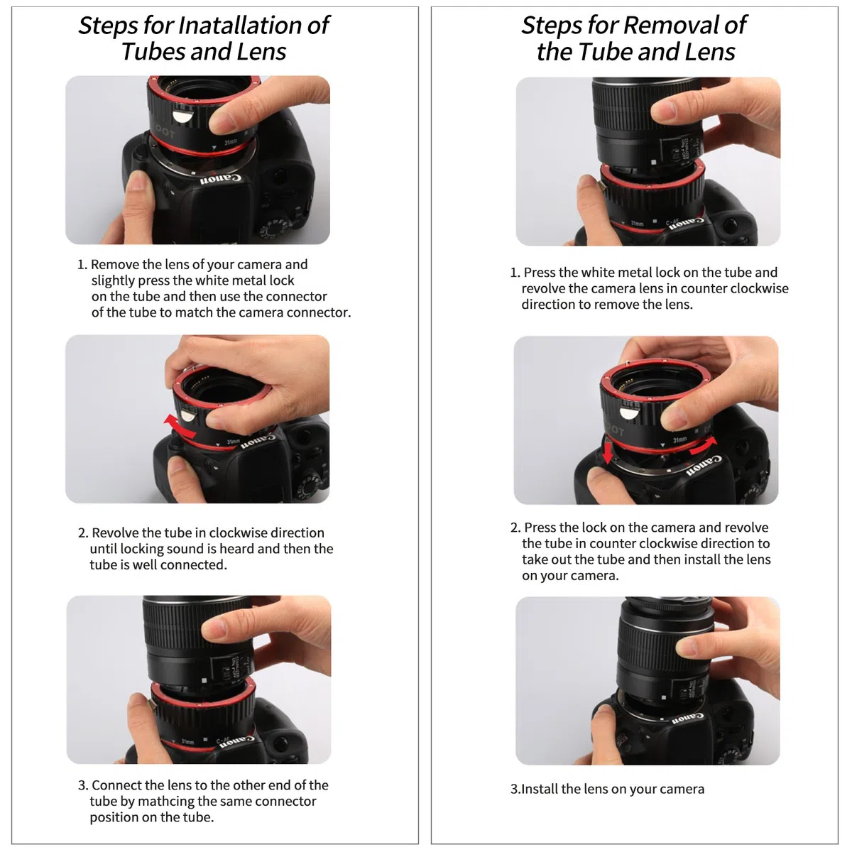 SHOOT AF Set de Tubo de extensión Macro de Enfoque automático para Canon EOS EF EF-S Lente Cámaras DSLR 1100D 700D 650D 600D 550D 500D 450D 400D 350D 300D 100D 70D