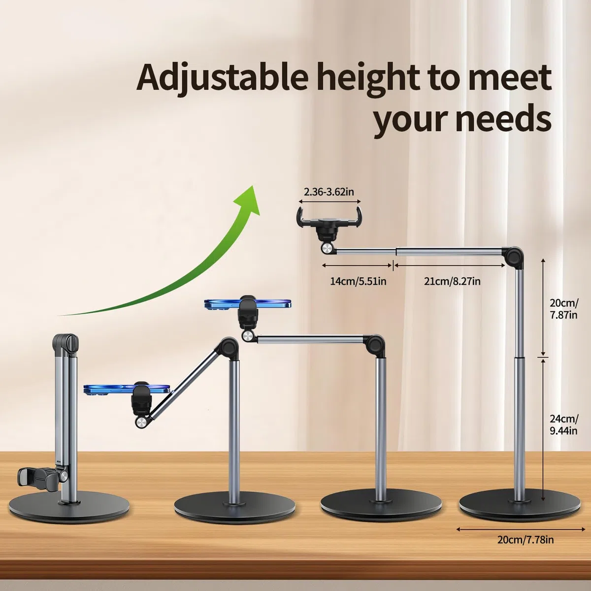 yAyusi Soporte Movil Grabar Video, Ajustable y Plegable Tripode Cenital para Movil Mesa, 30 CM de Largo, Adecuado para Transmisión en Vivo, Pintura y Grabación de Videos de Arte de Uñas (Acortar)