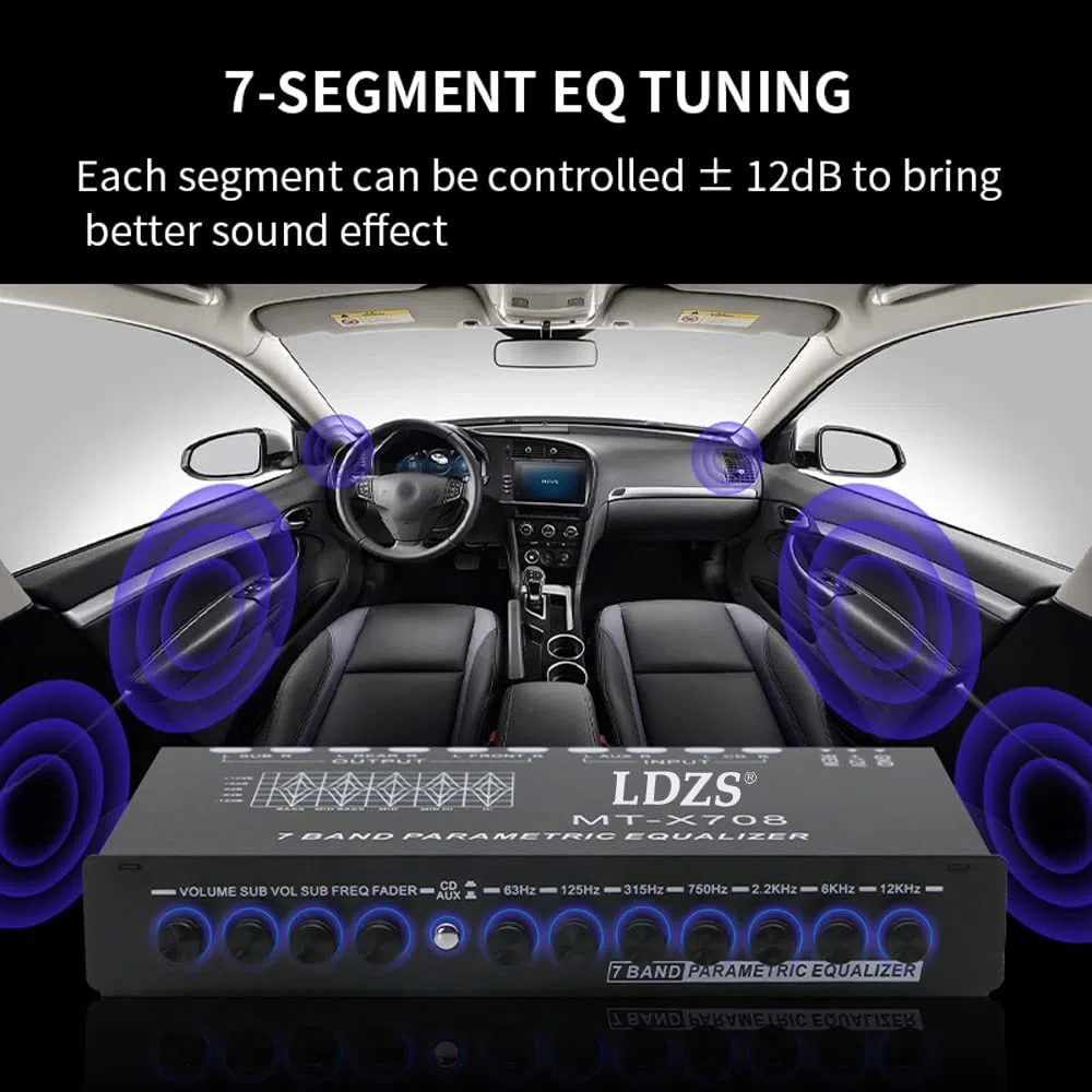 Ecualizador profesional de 7 bandas para coche,amplificador cruzado de sintonización EQ de Audio multifuncional para coche,ecualizador paramétrico,Ecualizador de coche
