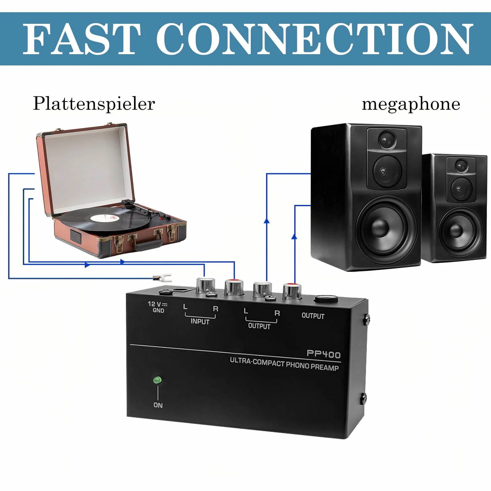 Preamplificador Phono, Preamplificador Phono, Preamplificador estéreo electrónico Mm, Entrada Y Salida RCA, Preamplificador de platino, Preamplificador para Platino Vinilo Phono con Fuente de