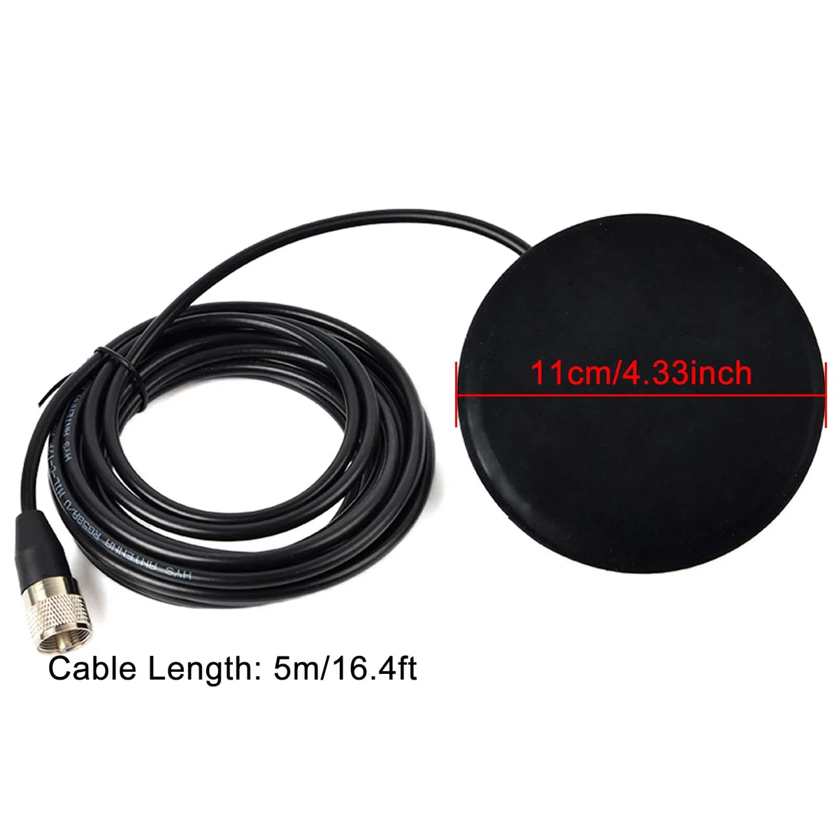 Base Montaje Magnética para Antena SO239 CB/VHF/UHF, con Cable Coaxial RG58 PL259 de 5 Metros/16,4 Pies, para Automóvil/Camión, Uso al Aire Libre y Marino