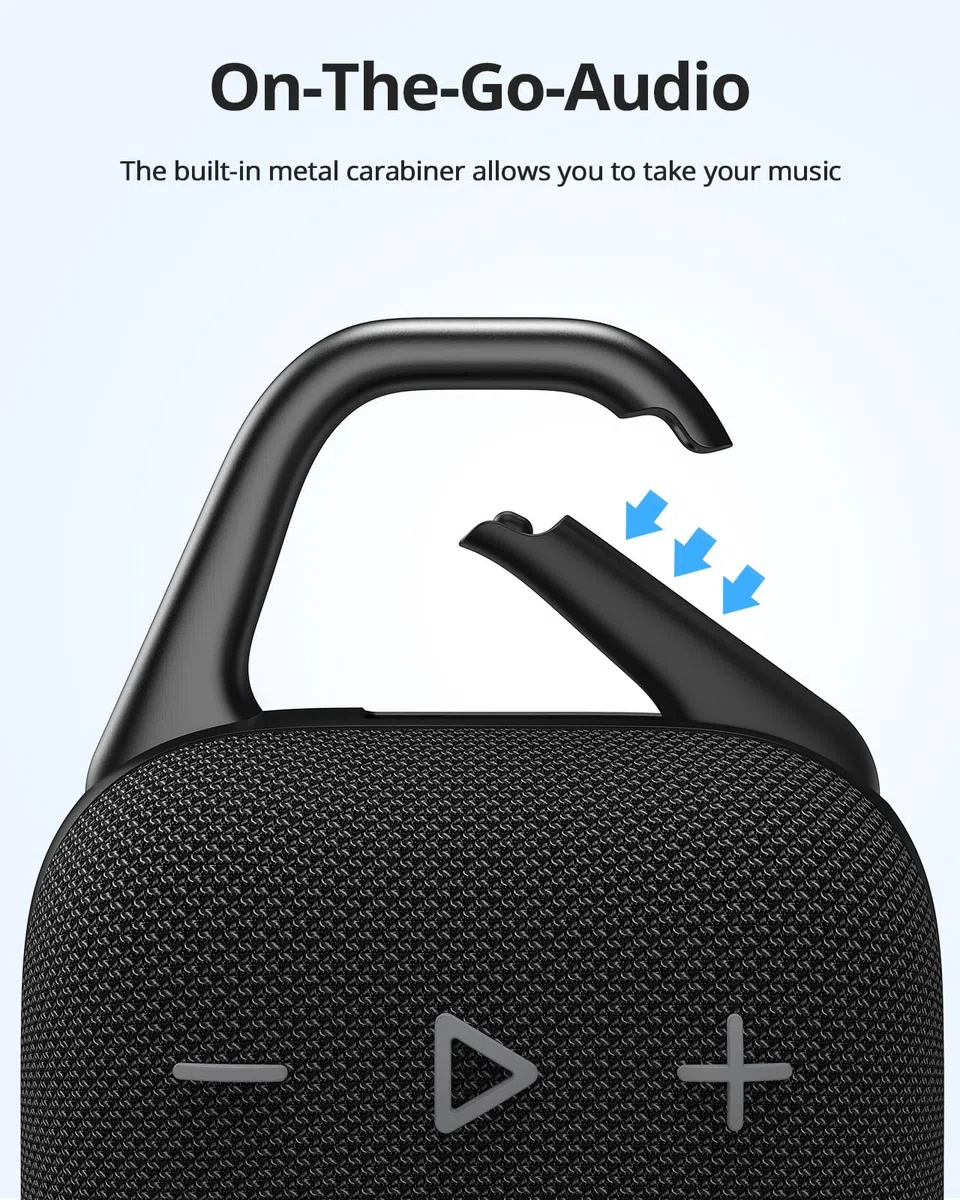 Tronsmart Mirtune H1 Altavoz Portatil Bluetooth 5.3, Resistente al Agua IPX7, 20 Horas de Reproducción, Sonido Fuerte y Graves Fuertes, Customize EQ, para Ciclismo, Escalada, Viajes - Negro