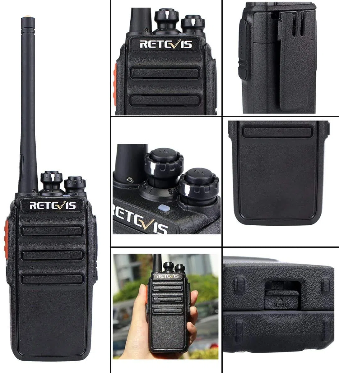Retevis RT24 Walkie Talkie con Cargador de 6 Vías, Walkies Profesionales PMR446 sin Licencia, 16 Canales CTCSS/DCS, Walkie Talkie Recargable (6 Piezas, Negro)