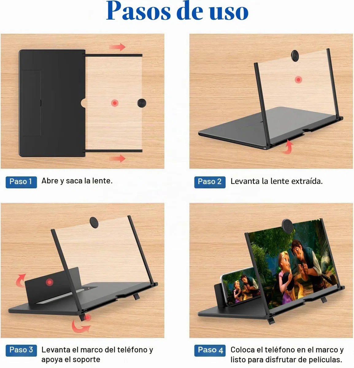 Amplificador de Pantalla para Movil, 14 Pulgadas HD Lupa para Móvil, 3D Pantalla Aumento movil para Ver Películas y Videos, Lupa Pantalla Plegable para Todos los Smartphones