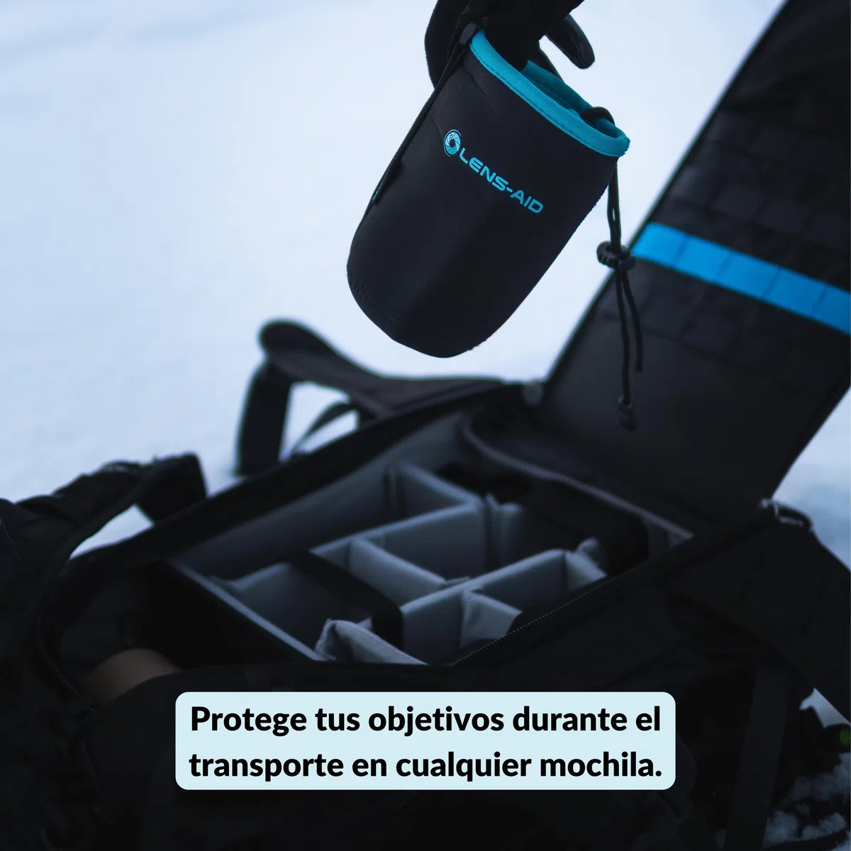 LENS-AID - Funda para Lentes de cámara de Neopreno con Forro Polar: Funda, Bolsillo para Proteger Lentes con cordón, Negro, Juego de 3 (XXS, XS,S), Moderno