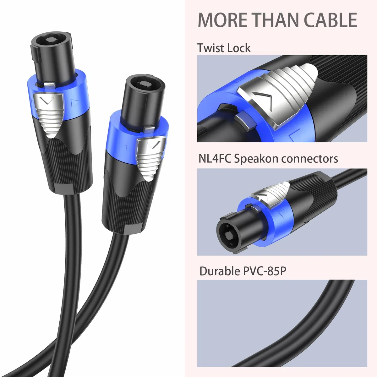 GCTBL 10M Speakon a Speakon Cables Profesional 15 Gauge Audio Cord DJ/PA Speaker Cable con Twist Lock