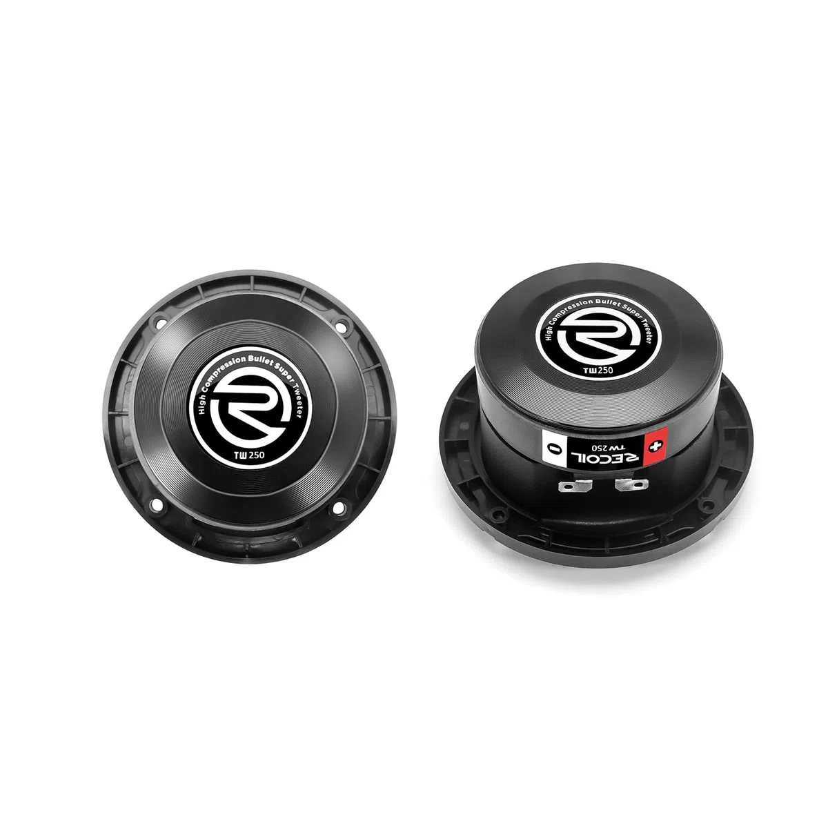 RECOIL TW250 Super tweeters Tipo Bala 3.5" (96mm) para Auto, Alta Compresión, Bobina de Voz Kapton, Aluminio, 400W Máx / 200W RMS