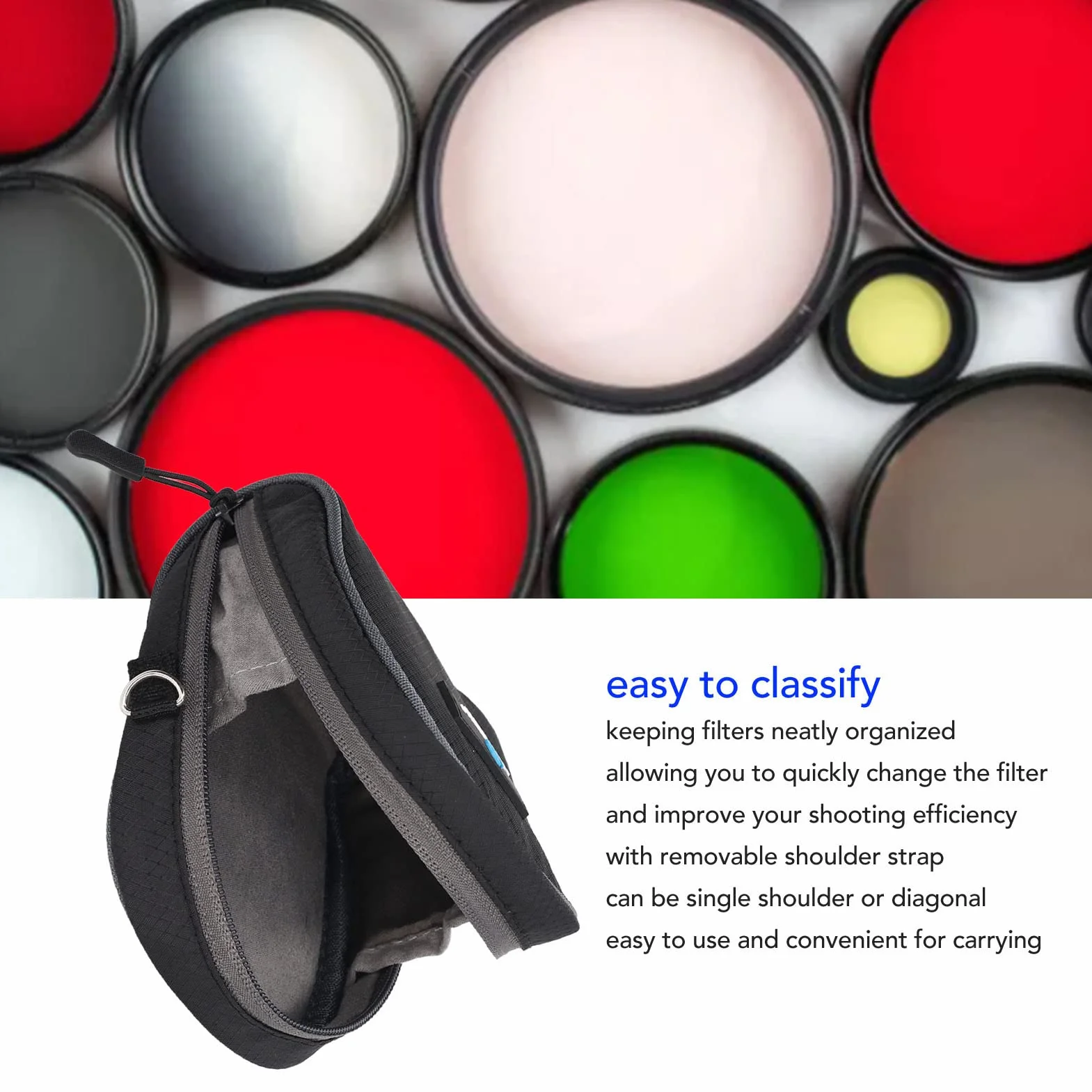 Estuche para Filtro de Lente de Cámara, Estuche para Filtro de Lente 8 Bolsillos Cartera de Almacenamiento de Filtro de Lente de Cámara para Filtro de hasta 95 Mm