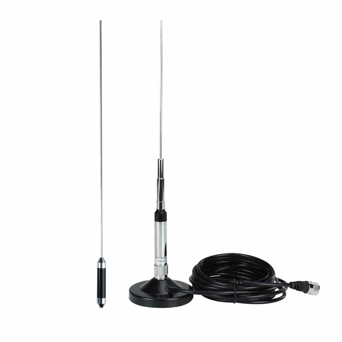 Retevis MR500 CB Antena, Longitud 1,2 m, 50Ω, PL259, Montaje Magnético, Acero Inoxidable, Antena de Radio CB, Cable RG58 de 5 m, Antena CB 27 mhz Coche Compatible con President Randy-III MB62 MB63A