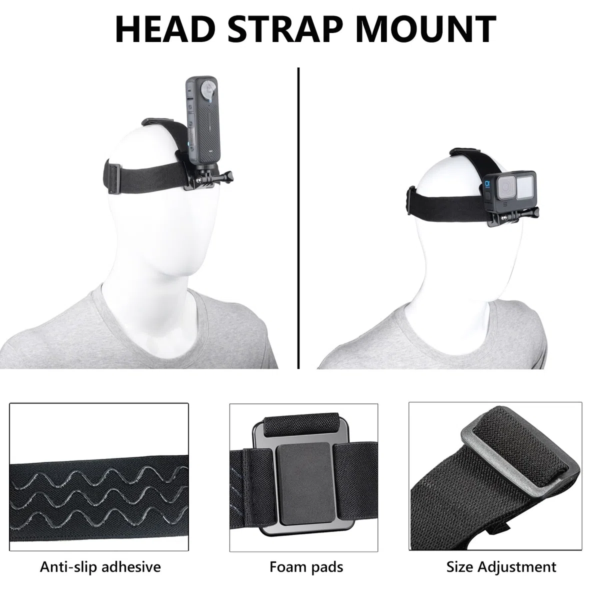 10 Piezas Accesorios Action Camera para Insta360 X5 X4 X3 Ace Pro,Soporte movil Pecho,Correa para la Cabeza y muñeca,Mochila Clip y Tapa de Lente de Silicona Compatible con GoPro Hero,Negro