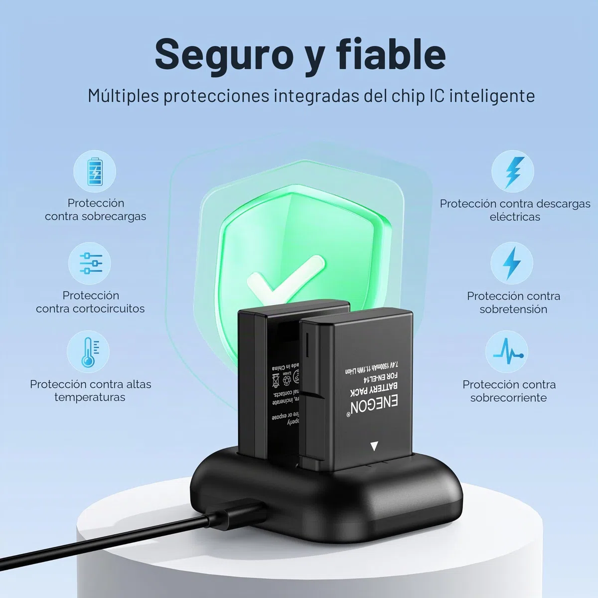 ENEGON Batería de Repuesto (Paquete de 2) y Kit de Cargador rápido para Nikon EN-EL14/EN_EL14a y DSLR D3100, D3200, D3300, D3400, D3500, D5100, D5200, D5300, D5500, D5600