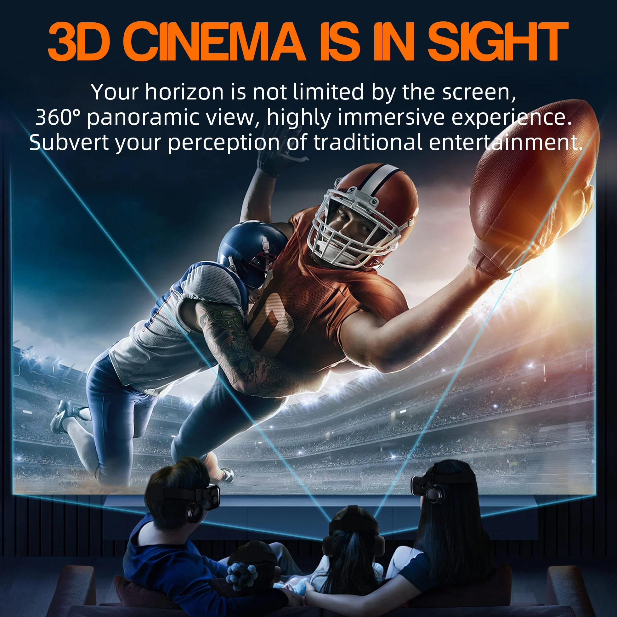 Gafas VR con Auriculares, 3D Gafas Realidad Virtuales,Visión Amplia 360 Grado Película 3D Juego Envolvente para Móviles 4.7-6.6 Pulgada Inteligentes por Android/iPhone