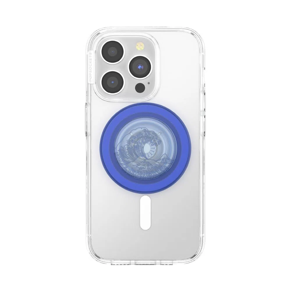 PopSockets Agarre para teléfono MagSafe con soporte, soporte magnético, parte superior intercambiable, sujeción segura para fundas MagSafe de iPhone, agarre para teléfono y tableta, océano translúcido