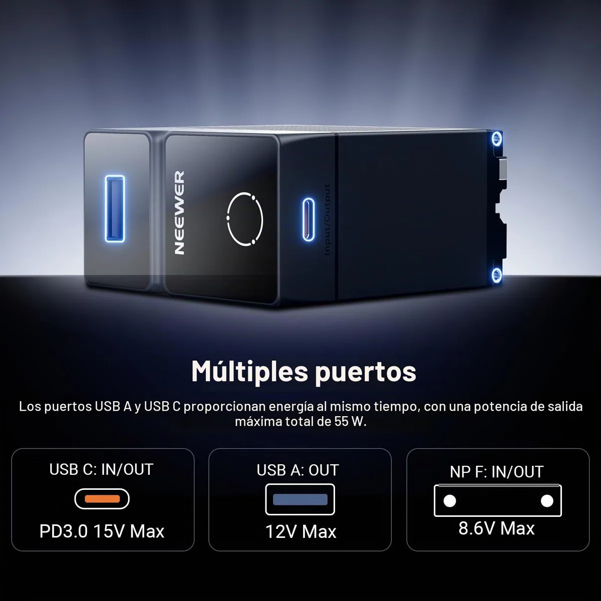 NEEWER Batería de Repuesto NP-F970 10500 mAh, Carga rápida PD 45 W, Carga Completa 2,3 H, OLED/USB A/C, para cámaras de Fotos Monitor Compatible con Sony FX3 FX30 A7IV A7SIII Canon R5 R6 Nikon Z8