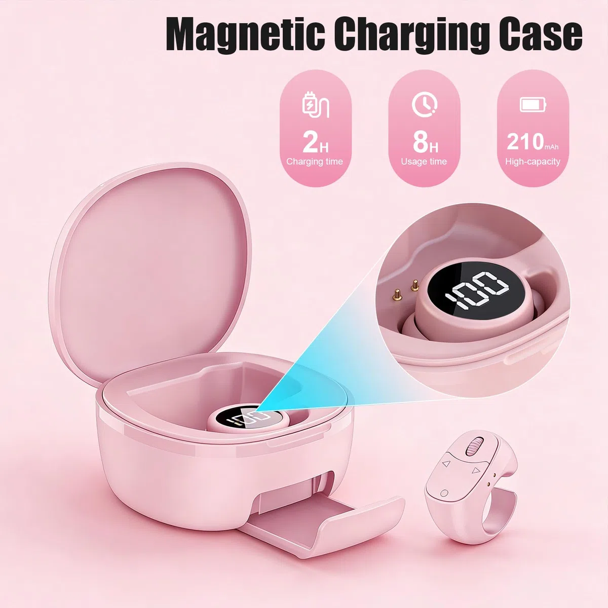 Anillo de Desplazamiento Bluetooth TikTok,Giratorio a Distancia, Controlador Móvil Selfie Lazy para Tabletas Kindle, iOS, Android, Cámara,Grabación de vídeo,con Cargador