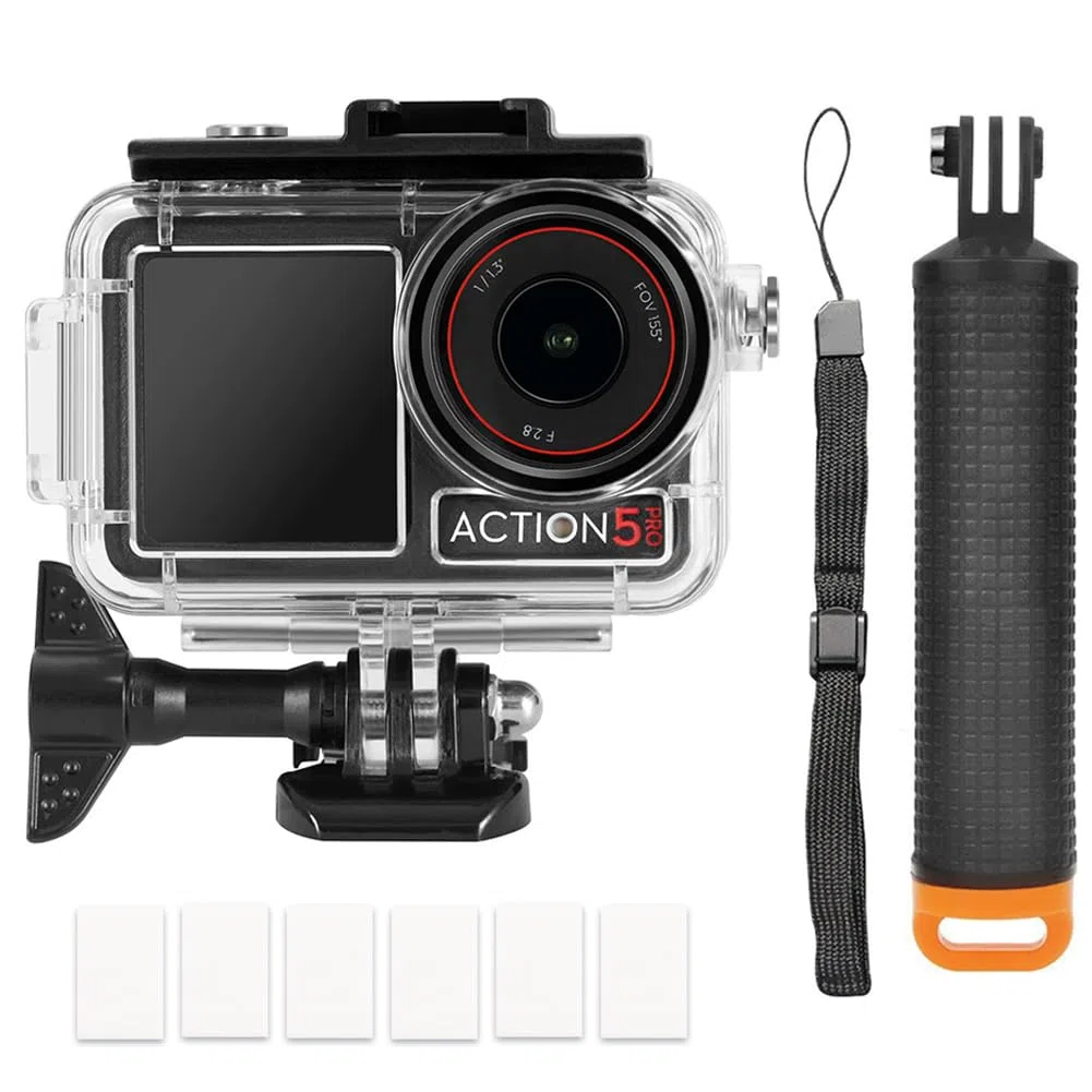 Funda Impermeable Compatible con dji Osmo Action 5 Pro/Action 4 /Action 3, Carcasa Impermeable + Mango Flotante + 6 Inserciones antivaho + Abrazadera de Montaje rápido
