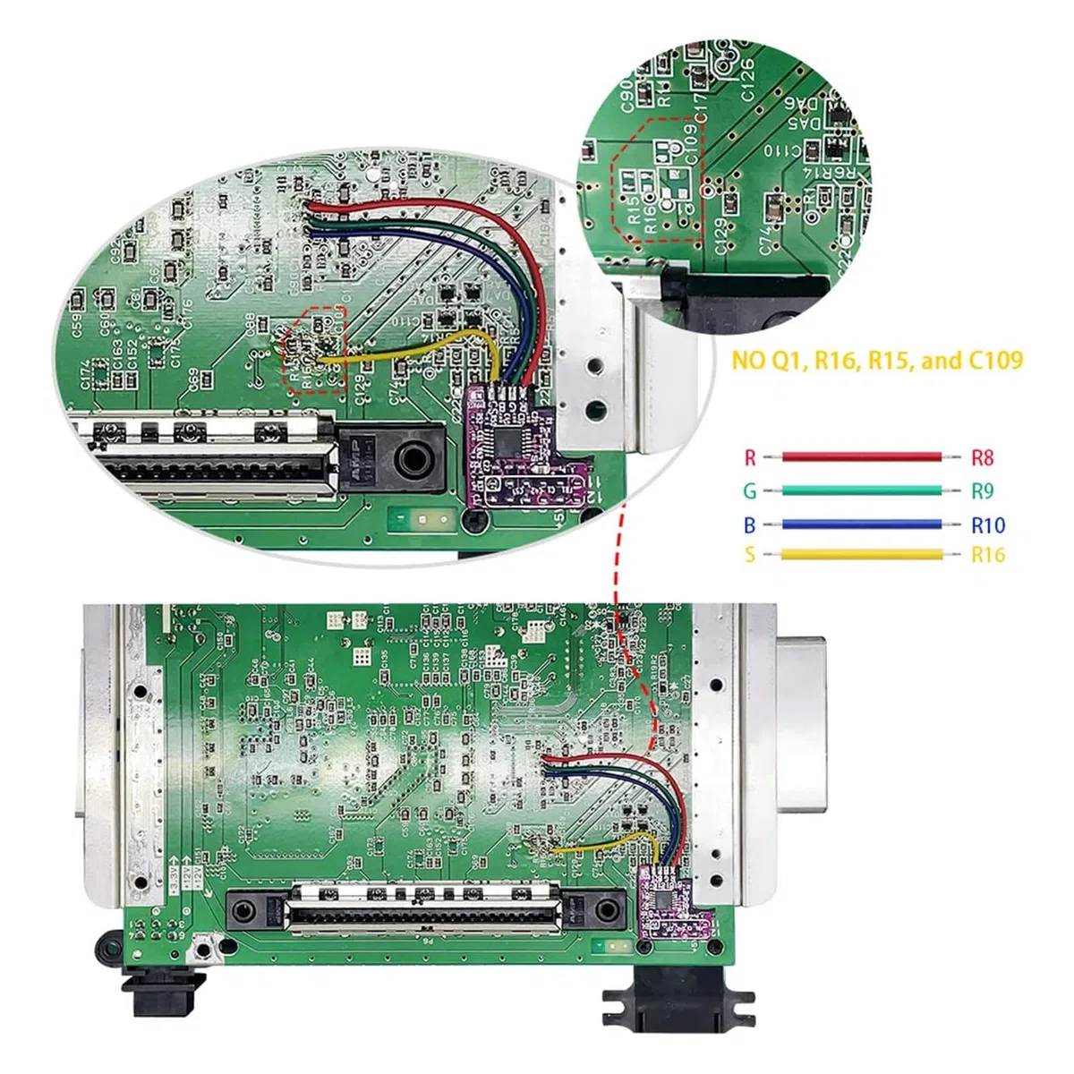 Mtlavishness RGB Modchip Für N64 NTSC Konsolen Kristallklares Bild Mit THS7374 Verstärker Einfache Installation Für Spielekonsolen Enthusiasten Hochwertiges PCB Material